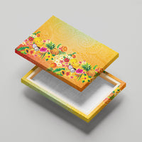 Hawaiian Tropical Fruits and Plants Canvas Wall Art Kakau Pattern Summer Vibe