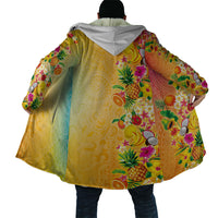 Hawaiian Tropical Fruits and Plants Cloak Kakau Pattern Summer Vibe