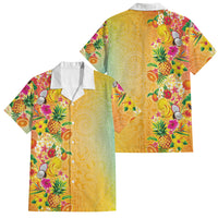 Hawaiian Tropical Fruits and Plants Family Matching Short Sleeve Bodycon Dress and Hawaiian Shirt Kakau Pattern Summer Vibe