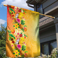 Hawaiian Tropical Fruits and Plants Garden Flag Kakau Pattern Summer Vibe
