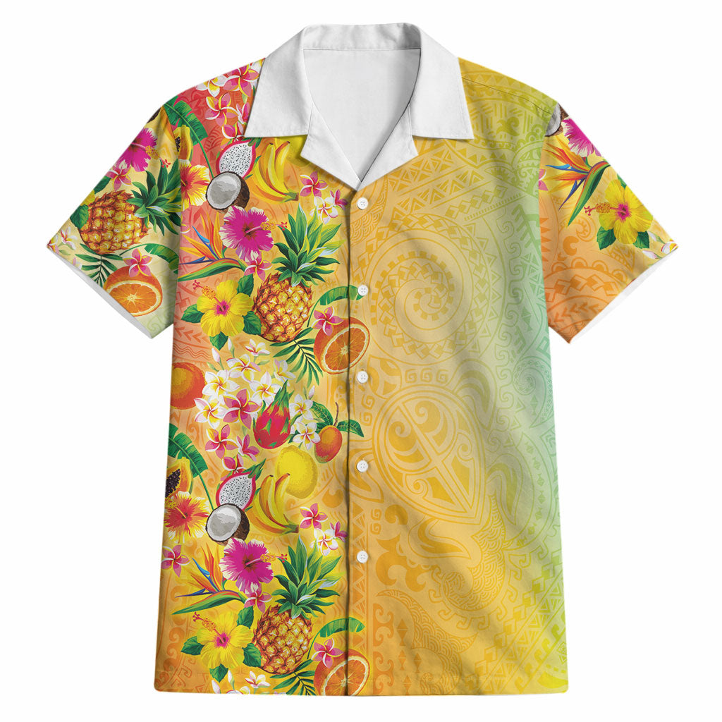 Hawaiian Tropical Fruits and Plants Hawaiian Shirt Kakau Pattern Summer Vibe