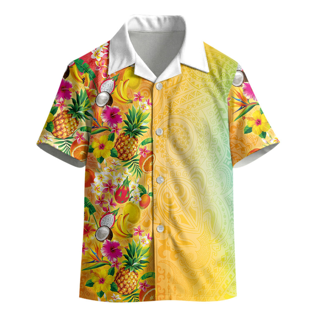 Hawaiian Tropical Fruits and Plants Kid Hawaiian Shirt Kakau Pattern Summer Vibe LT03 - Polynesian Pride
