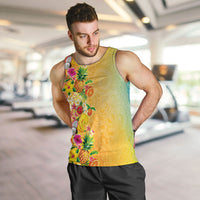 Hawaiian Tropical Fruits and Plants Men Tank Top Kakau Pattern Summer Vibe