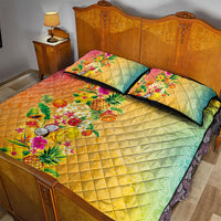 Hawaiian Tropical Fruits and Plants Quilt Bed Set Kakau Pattern Summer Vibe