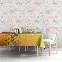 Hawaiian Tropical Fruits and Plants Tablecloth Kakau Pattern Summer Vibe