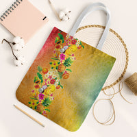 Hawaiian Tropical Fruits and Plants Tote Bag Kakau Pattern Summer Vibe