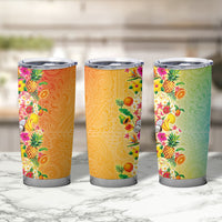 Hawaiian Tropical Fruits and Plants Tumbler Cup Kakau Pattern Summer Vibe