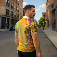 Hawaiian Tropical Fruits and Plants Zipper Polo Shirt Kakau Pattern Summer Vibe LT03 - Polynesian Pride