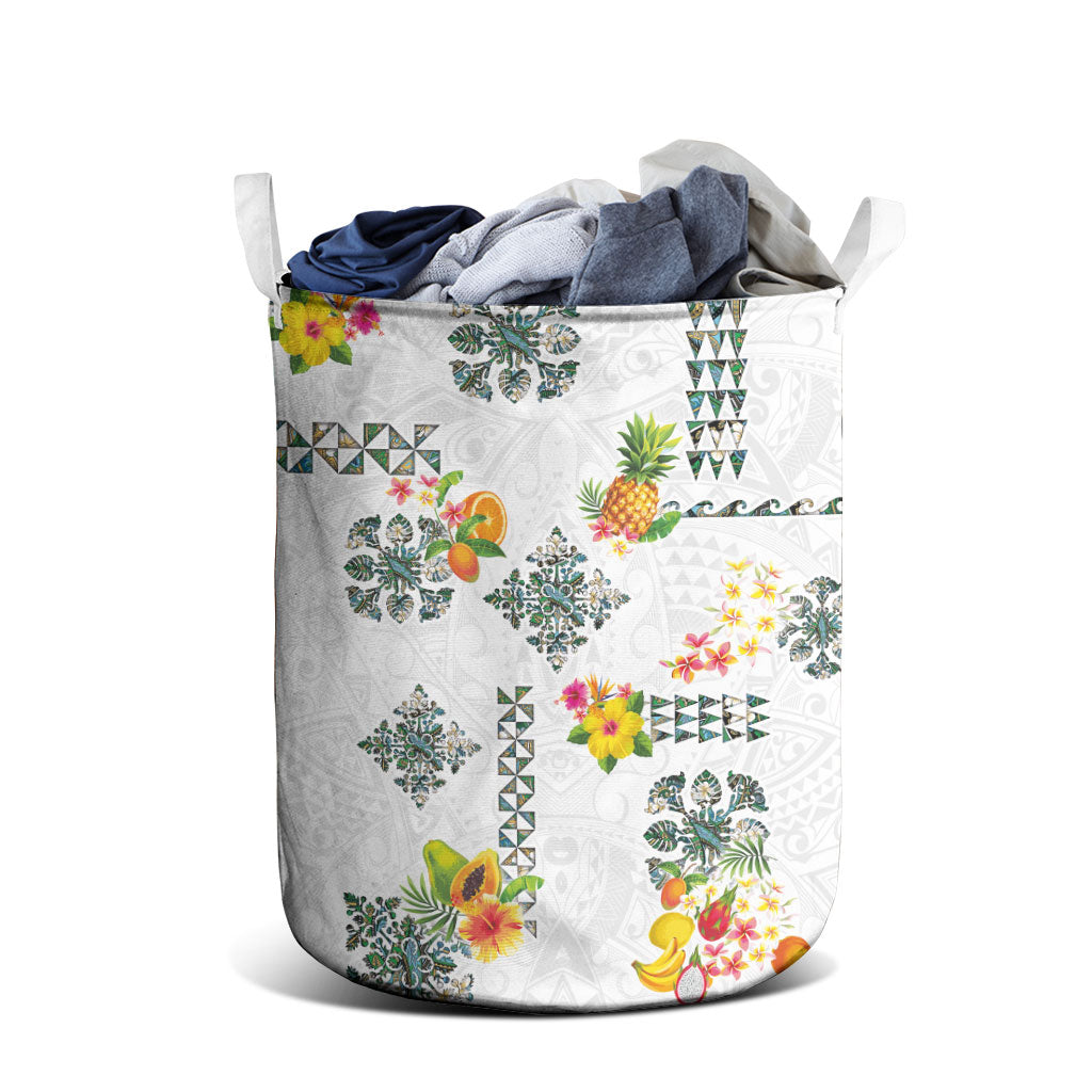 Hawaiian Quilts Laundry Basket Tropical Fruits and Plants