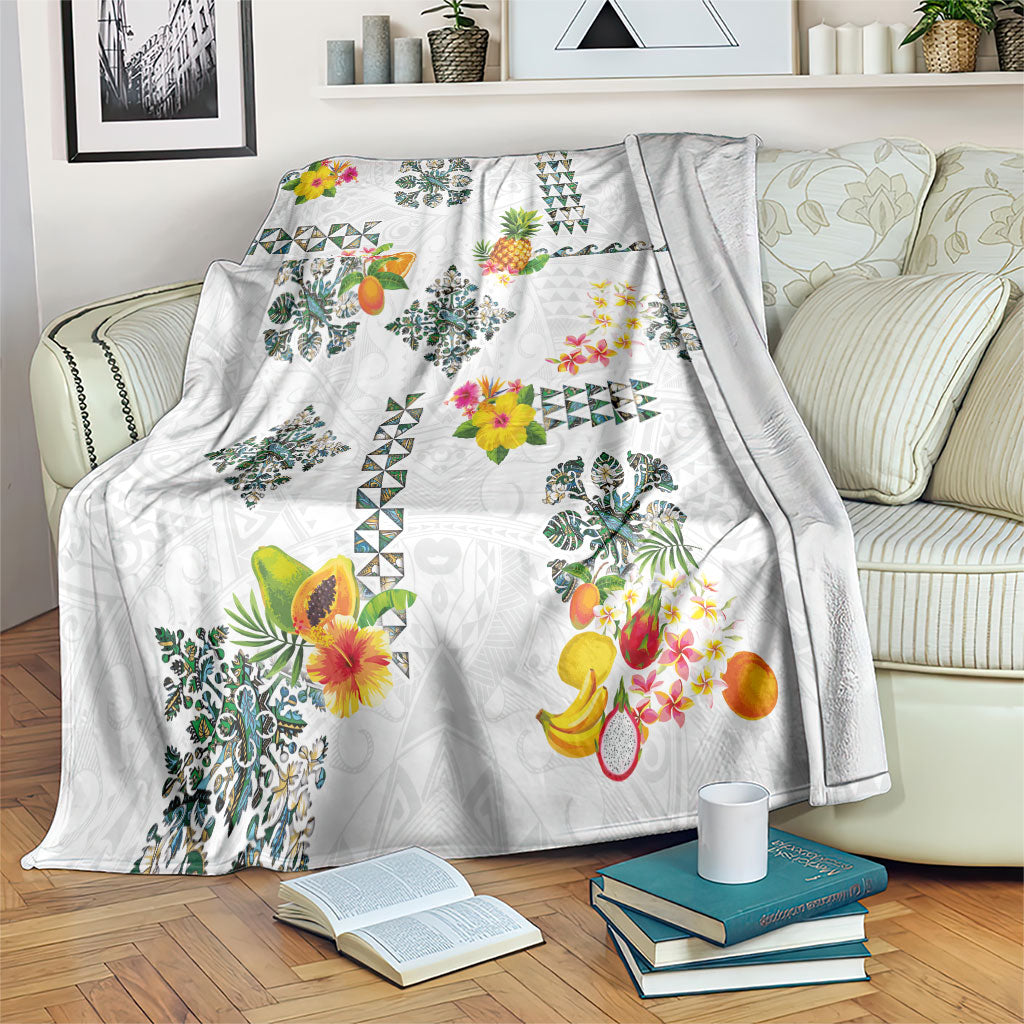 Hawaiian Quilts Blanket Tropical Fruits and Plants LT03 White - Polynesian Pride