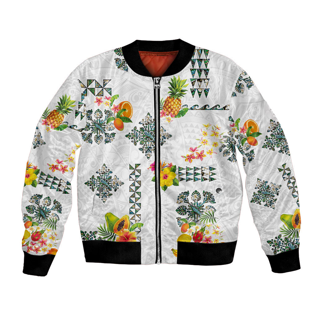 Hawaiian Quilts Bomber Jacket Tropical Fruits and Plants