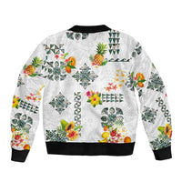 Hawaiian Quilts Bomber Jacket Tropical Fruits and Plants