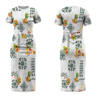 Hawaiian Quilts Couples Matching Short Sleeve Bodycon Dress and Hawaiian Shirt Tropical Fruits and Plants LT03 - Polynesian Pride