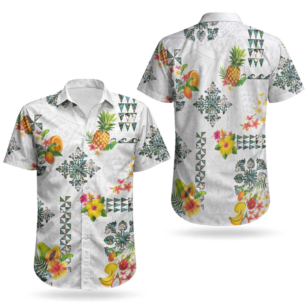Hawaiian Quilts Couples Matching Tank Maxi Dress and Hawaiian Shirt Tropical Fruits and Plants