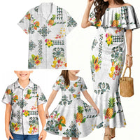 Hawaiian Quilts Family Matching Mermaid Dress and Hawaiian Shirt Tropical Fruits and Plants