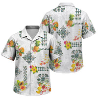 Hawaiian Quilts Family Matching Short Sleeve Bodycon Dress and Hawaiian Shirt Tropical Fruits and Plants