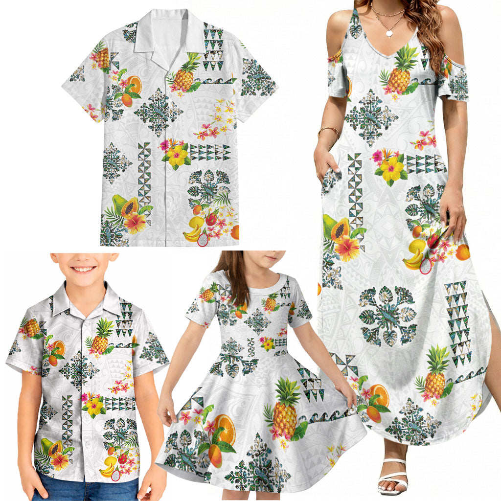 Hawaiian Quilts Family Matching Summer Maxi Dress and Hawaiian Shirt Tropical Fruits and Plants LT03 - Polynesian Pride