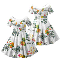 Hawaiian Quilts Family Matching Summer Maxi Dress and Hawaiian Shirt Tropical Fruits and Plants