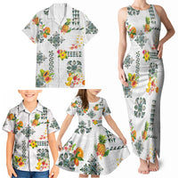Hawaiian Quilts Family Matching Tank Maxi Dress and Hawaiian Shirt Tropical Fruits and Plants