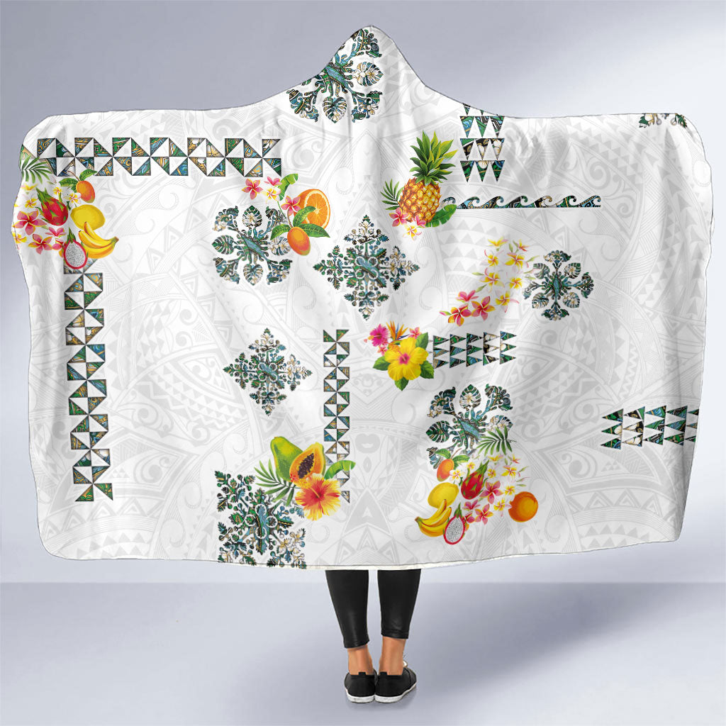 Hawaiian Quilts Hooded Blanket Tropical Fruits and Plants LT03 One Size White - Polynesian Pride