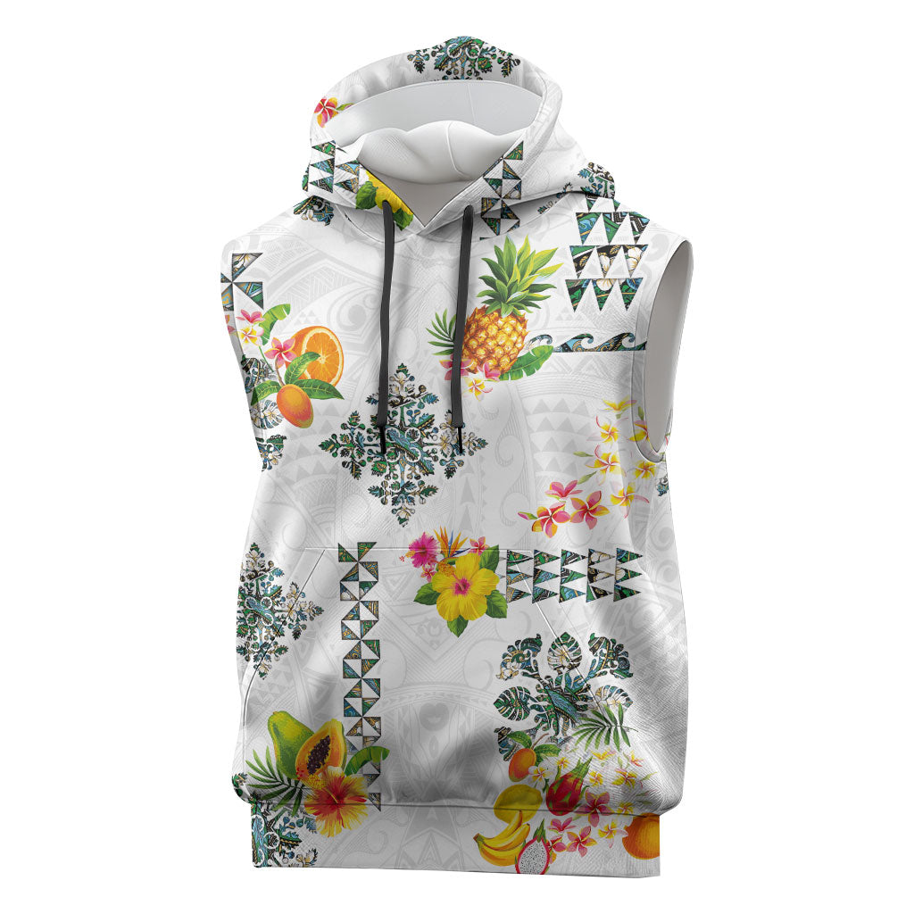 Hawaiian Quilts Sleeveless Hoodie Tropical Fruits and Plants