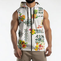 Hawaiian Quilts Sleeveless Zip Hoodie Tropical Fruits and Plants