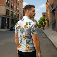 Hawaiian Quilts Zipper Polo Shirt Tropical Fruits and Plants