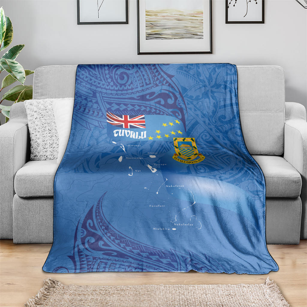 Tuvalu Heritage Blanket Map of the Islands and Polynesia Pattern