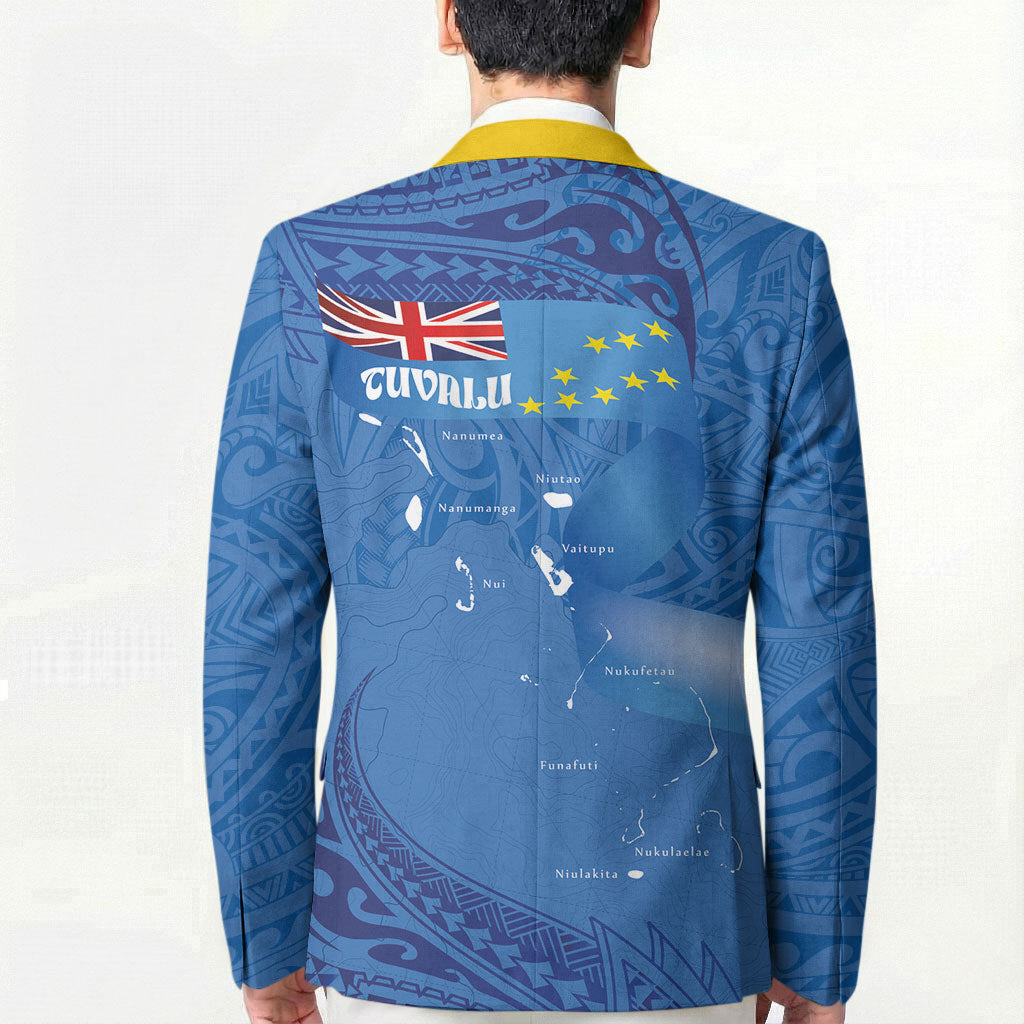 Tuvalu Heritage Blazer Map of the Islands and Polynesia Pattern