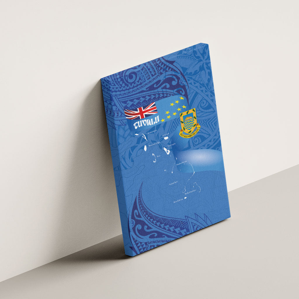 Tuvalu Heritage Canvas Wall Art Map of the Islands and Polynesia Pattern