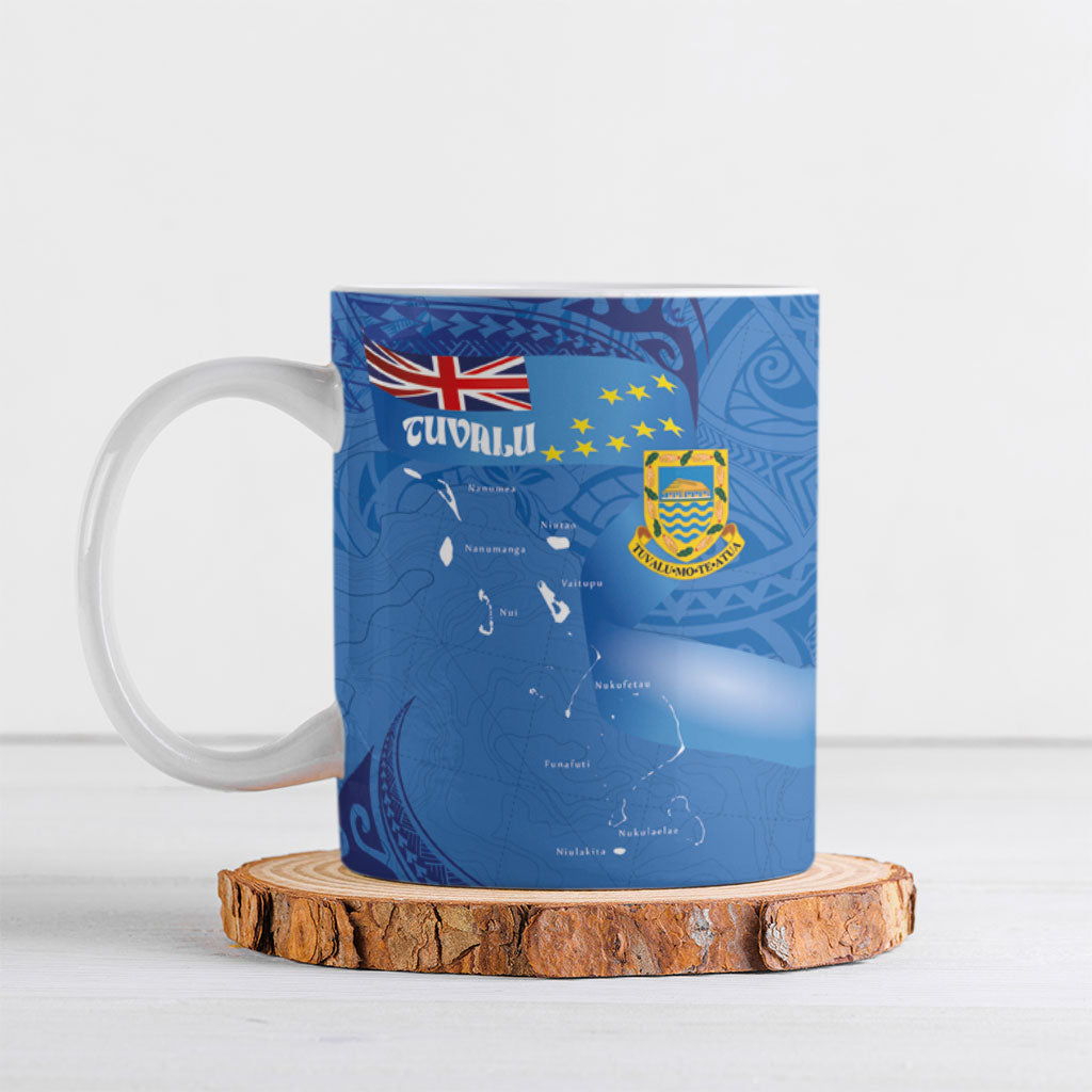 Tuvalu Heritage Ceramic Mug Map of the Islands and Polynesia Pattern