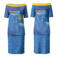 Tuvalu Heritage Couples Matching Puletasi and Long Sleeve Button Shirt Map of the Islands and Polynesia Pattern