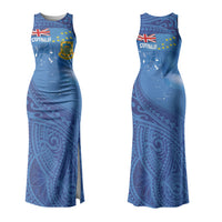 Tuvalu Heritage Couples Matching Tank Maxi Dress and Long Sleeve Button Shirt Map of the Islands and Polynesia Pattern