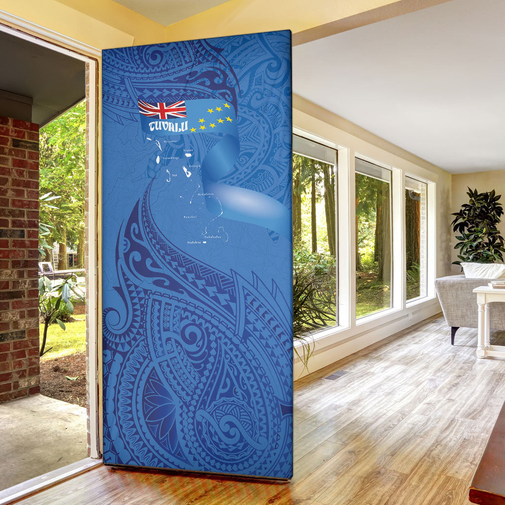 Tuvalu Heritage Door Cover Map of the Islands and Polynesia Pattern