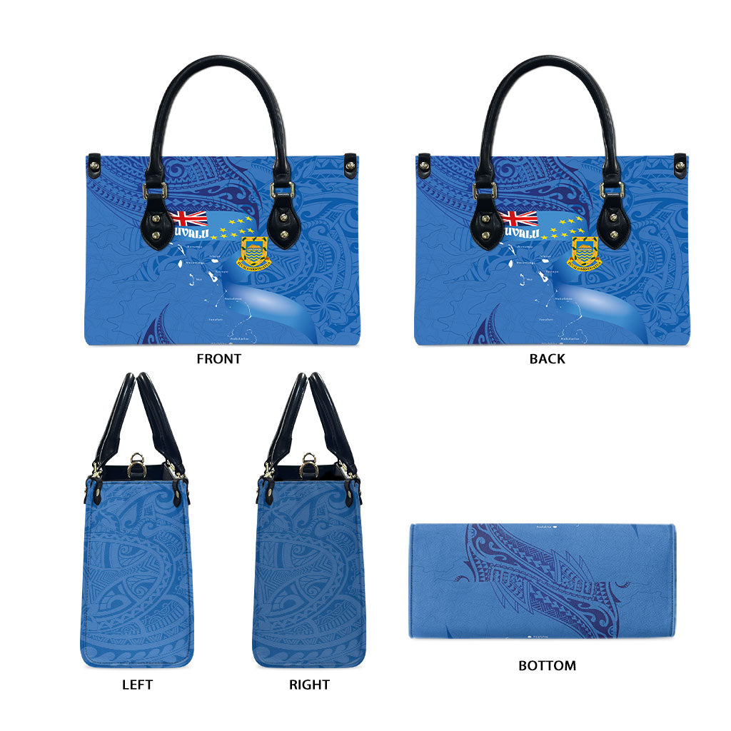 Tuvalu Heritage Leather Bag Map of the Islands and Polynesia Pattern