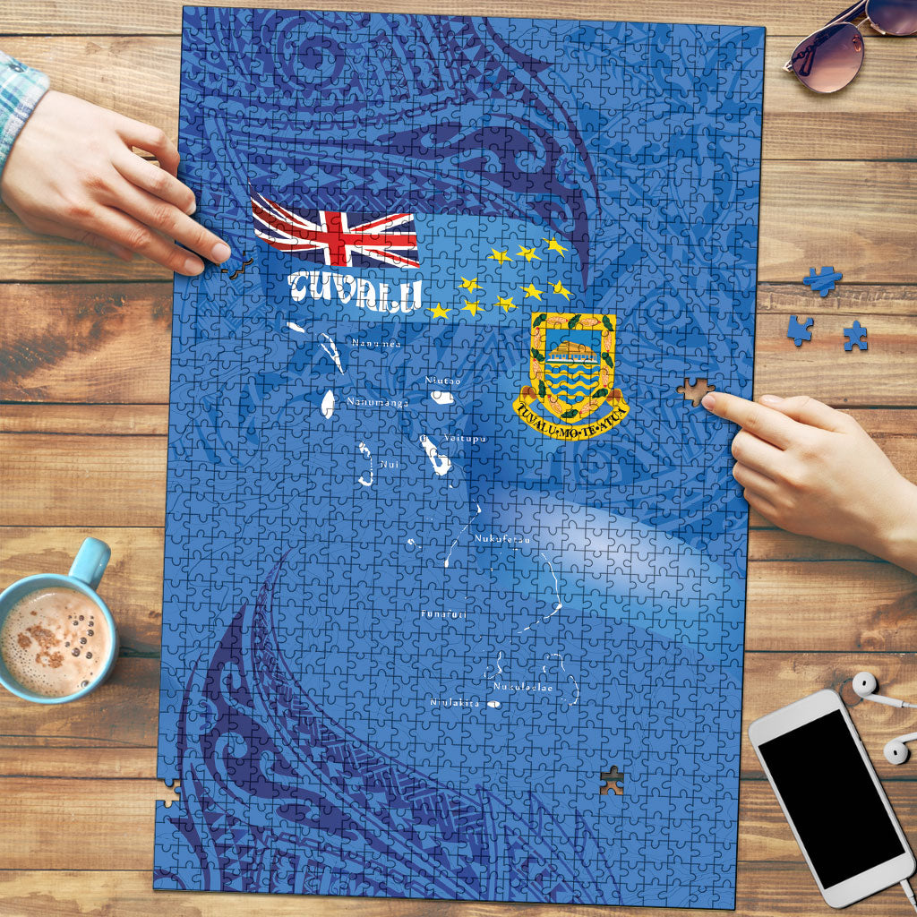 Tuvalu Heritage Puzzle Map of the Islands and Polynesia Pattern