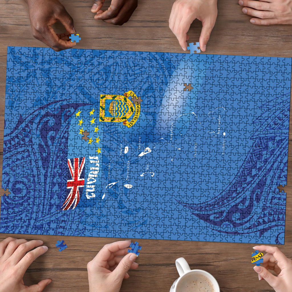 Tuvalu Heritage Puzzle Map of the Islands and Polynesia Pattern