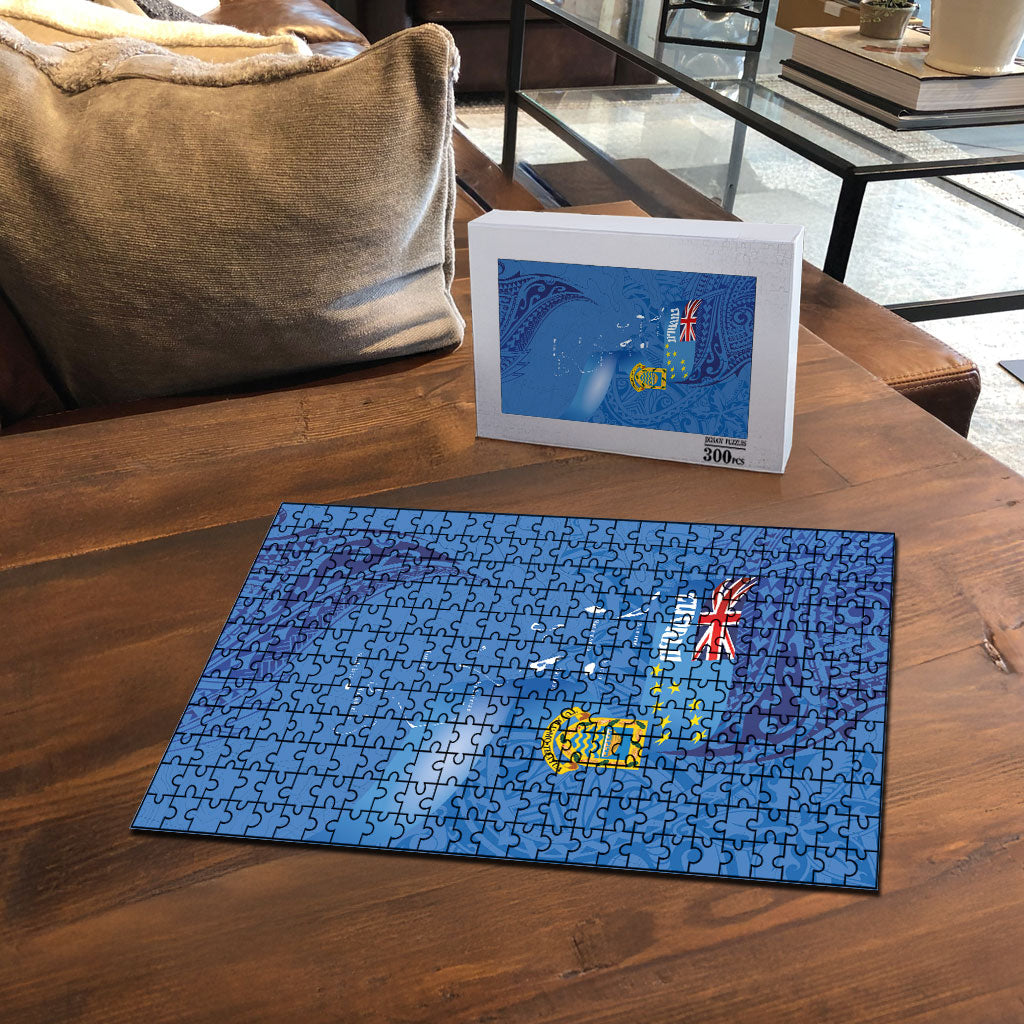 Tuvalu Heritage Puzzle Map of the Islands and Polynesia Pattern