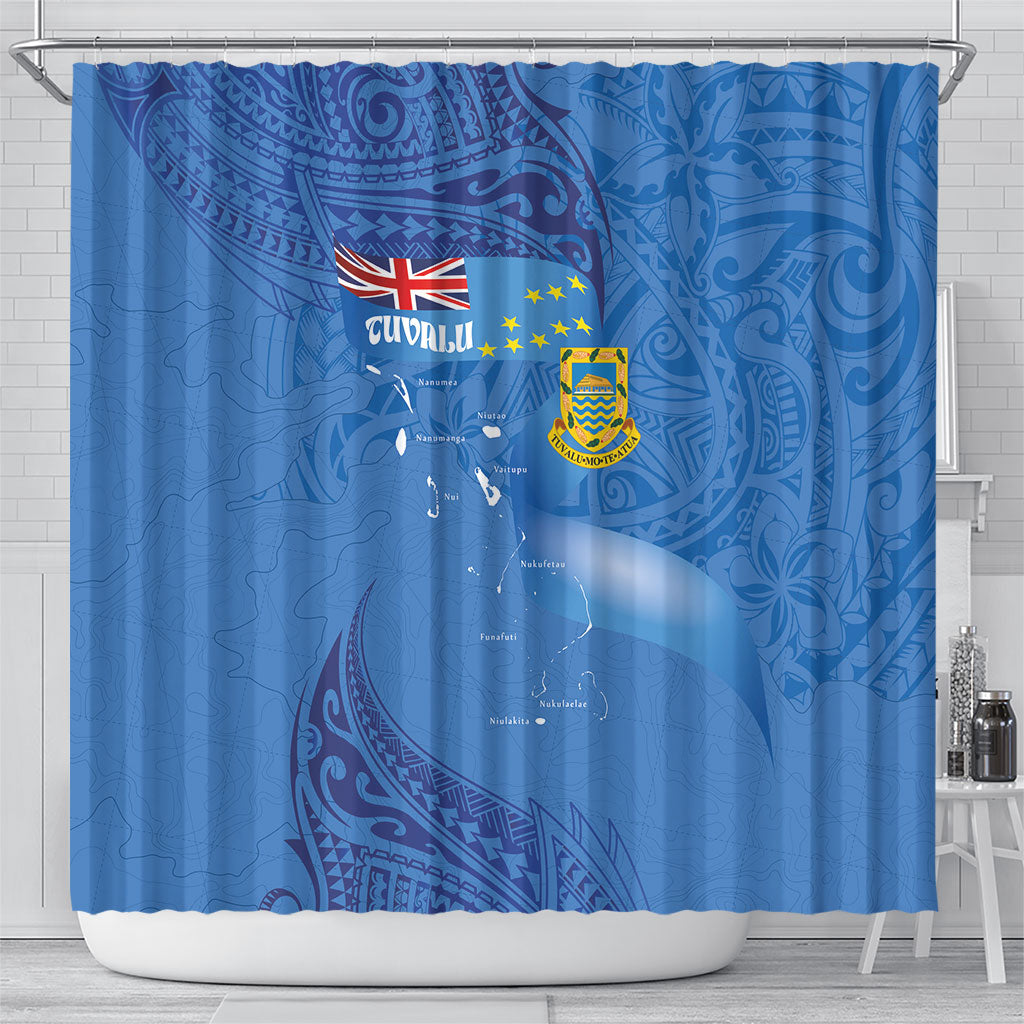 Tuvalu Heritage Shower Curtain Map of the Islands and Polynesia Pattern