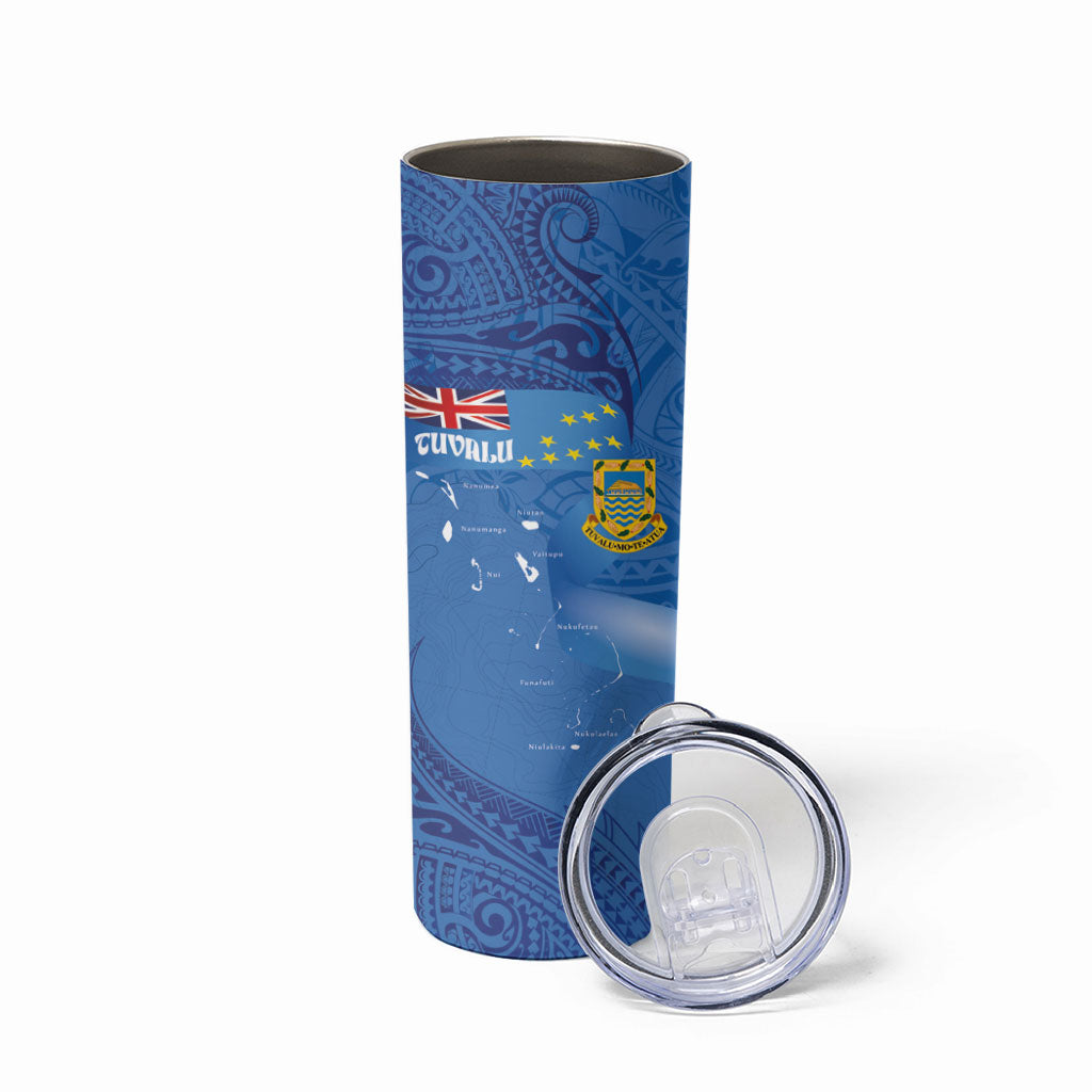 Tuvalu Heritage Skinny Tumbler Map of the Islands and Polynesia Pattern