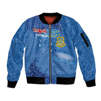 Tuvalu Heritage Sleeve Zip Bomber Jacket Map of the Islands and Polynesia Pattern