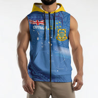 Tuvalu Heritage Sleeveless Zip Hoodie Map of the Islands and Polynesia Pattern