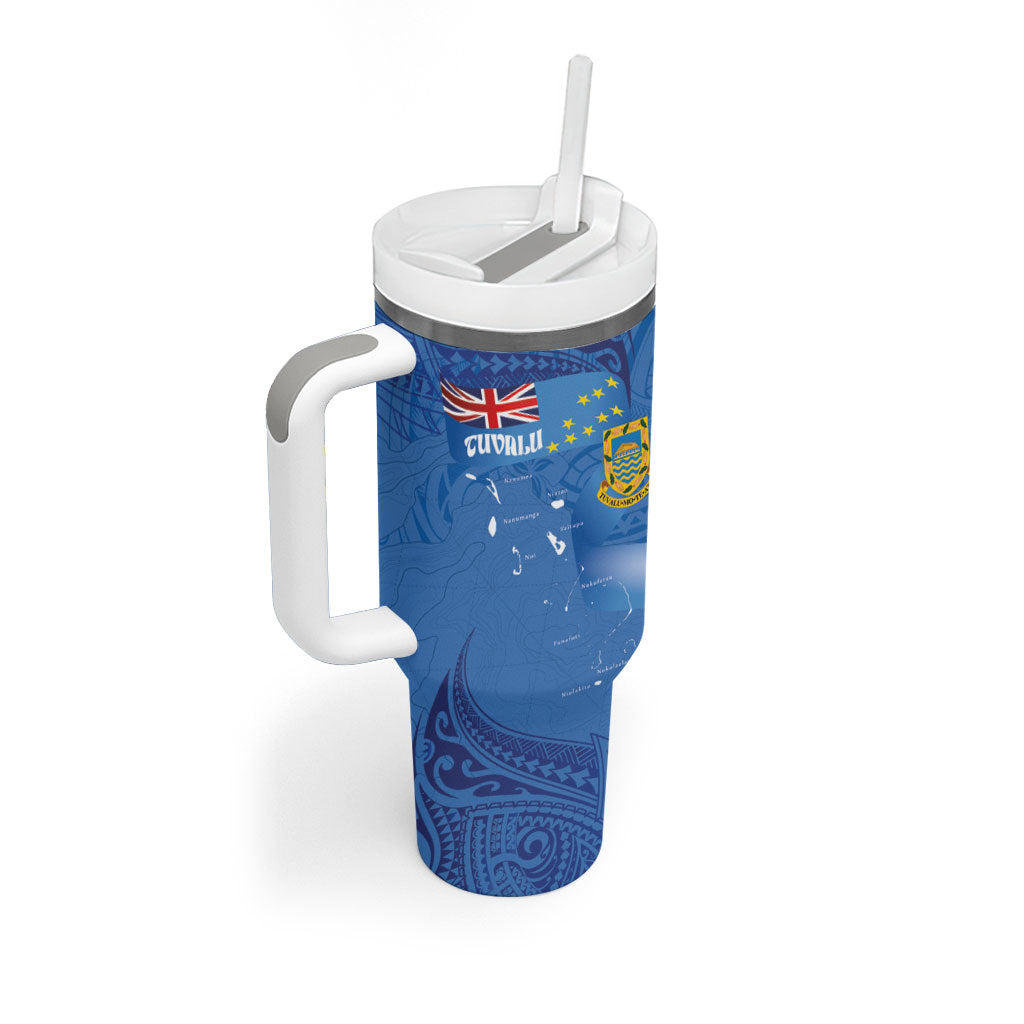 Tuvalu Heritage Tumbler With Handle Map of the Islands and Polynesia Pattern