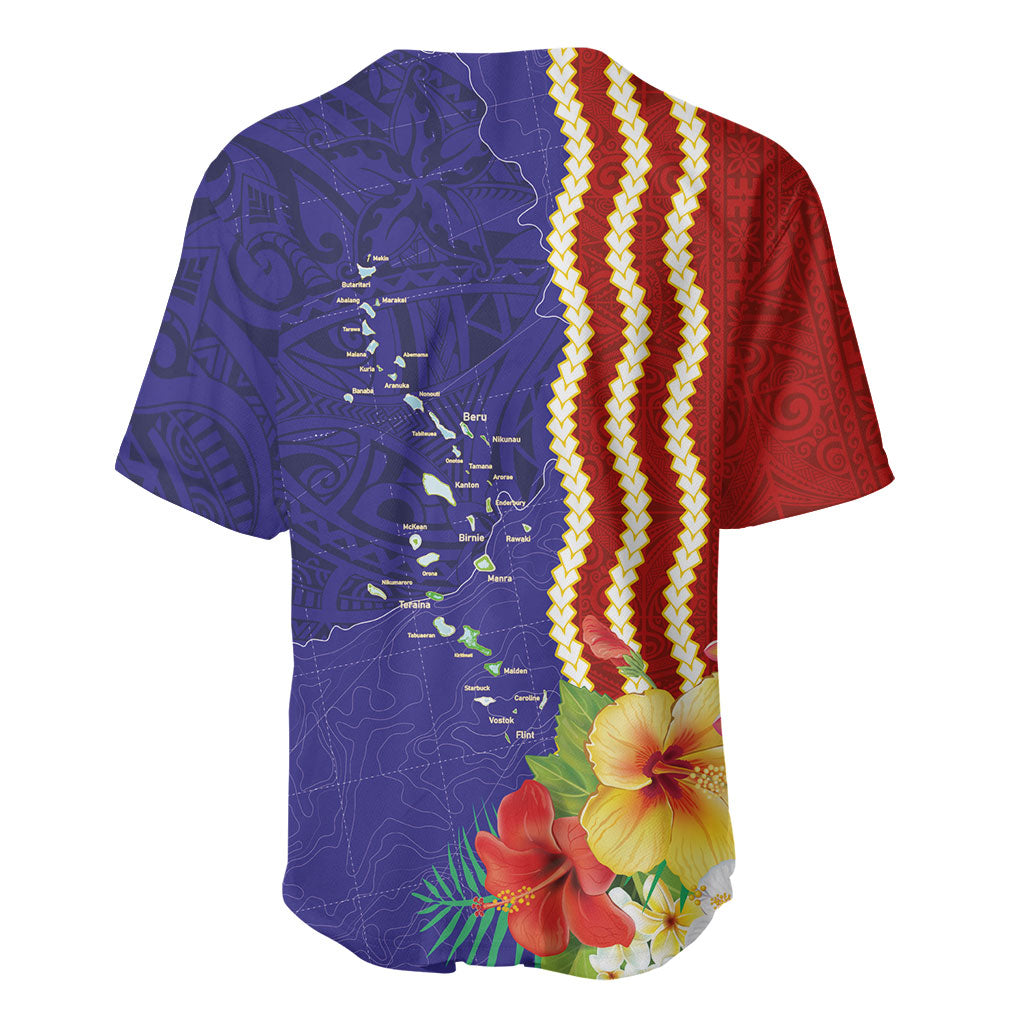 Kiribati Heritage Baseball Jersey Map of the Islands and Polynesia Pattern