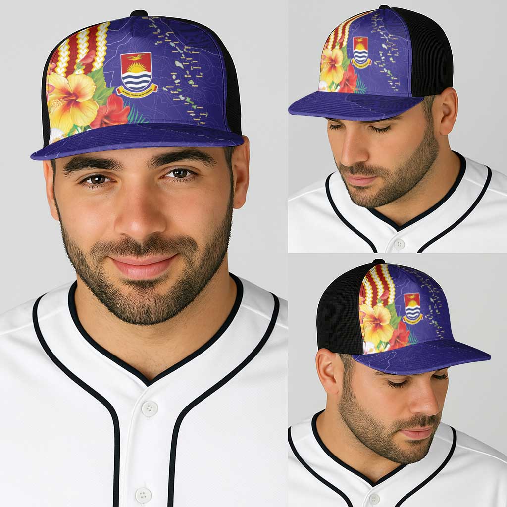 Kiribati Heritage Baseball Net Cap Map of the Islands and Polynesia Pattern