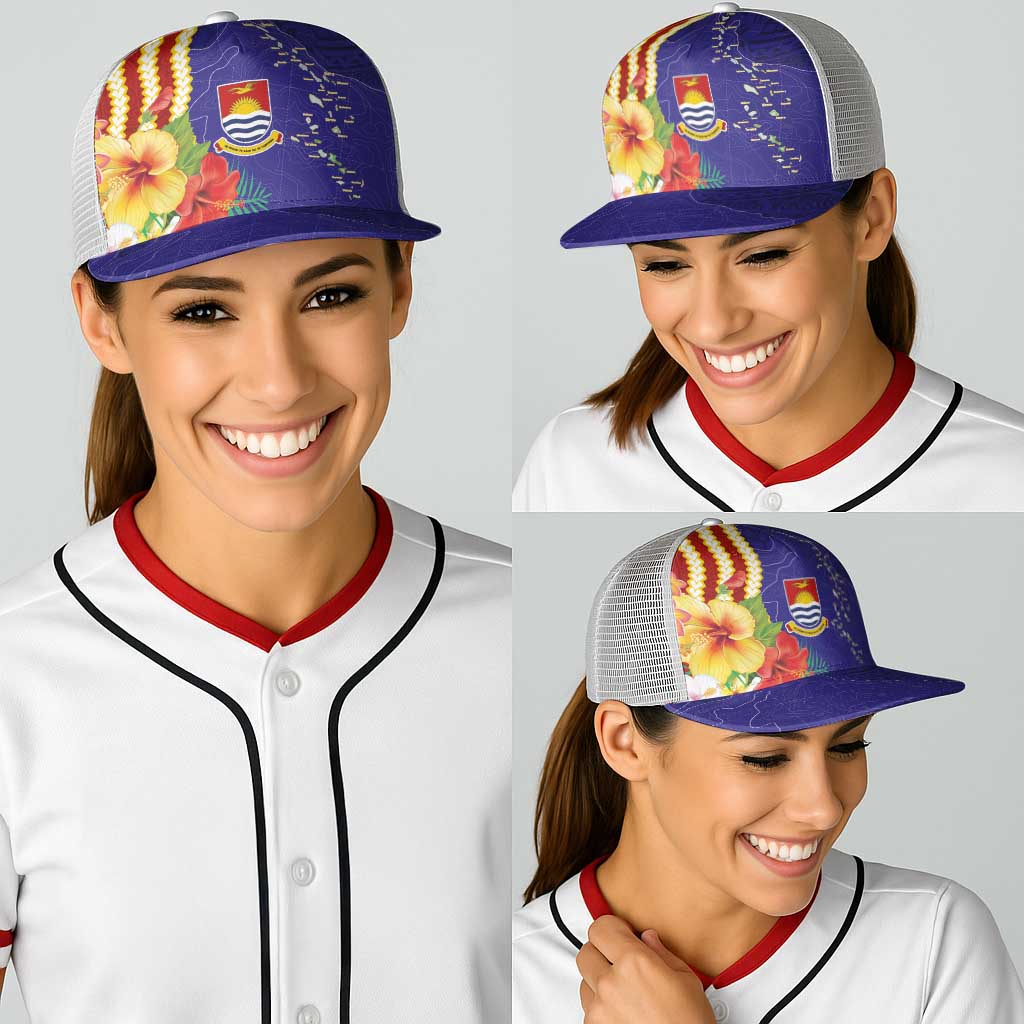 Kiribati Heritage Baseball Net Cap Map of the Islands and Polynesia Pattern