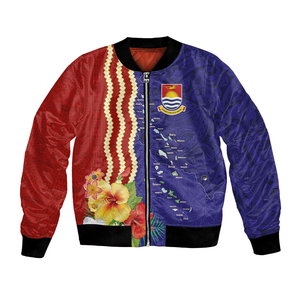 Kiribati Heritage Bomber Jacket Map of the Islands and Polynesia Pattern