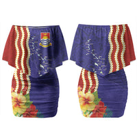 Kiribati Heritage Couples Matching Off Shoulder Short Dress and Long Sleeve Button Shirt Map of the Islands and Polynesia Pattern