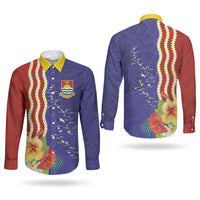 Kiribati Heritage Couples Matching Off The Shoulder Long Sleeve Dress and Long Sleeve Button Shirt Map of the Islands and Polynesia Pattern