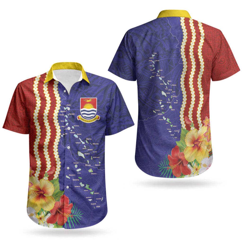 Kiribati Heritage Couples Matching Puletasi and Hawaiian Shirt Map of the Islands and Polynesia Pattern